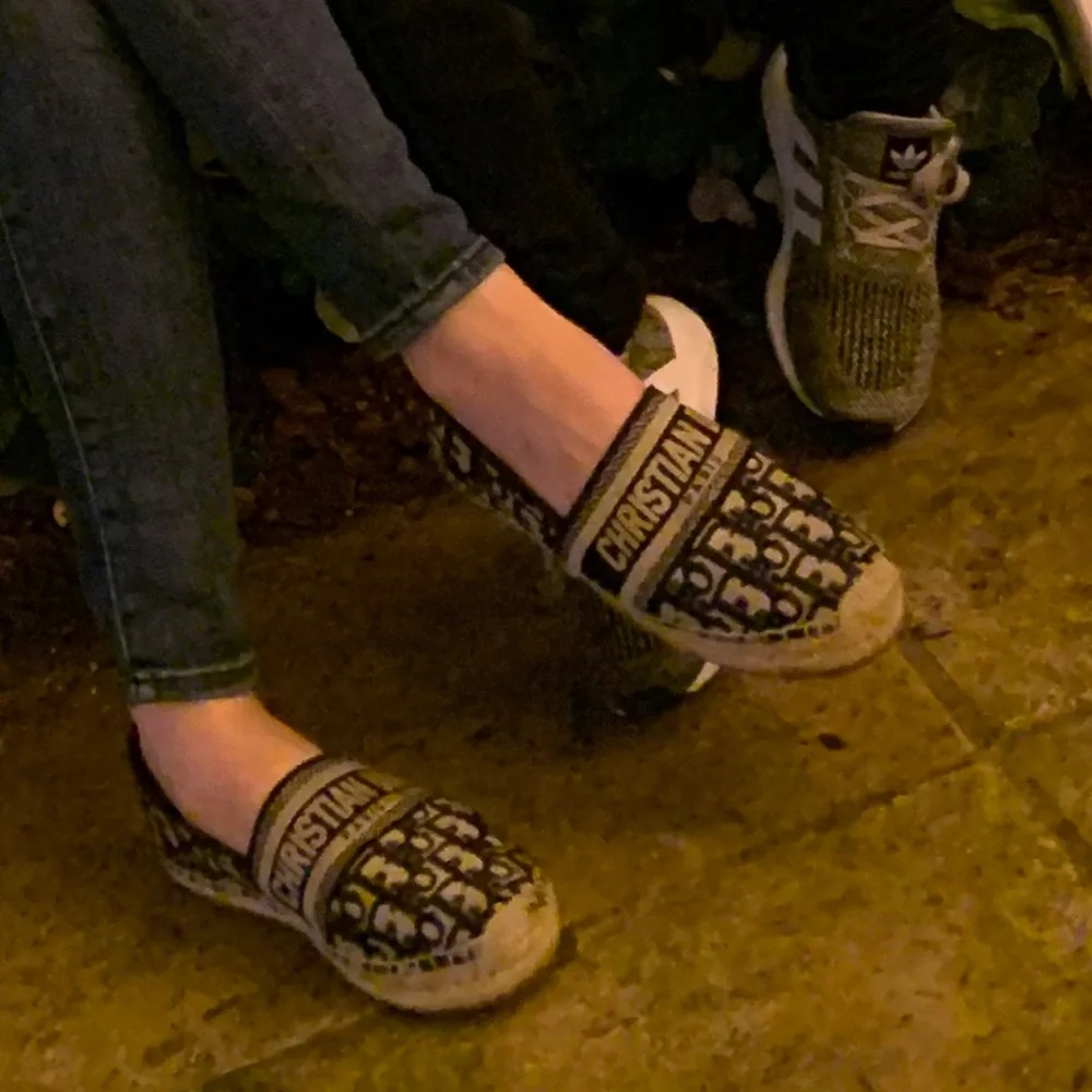 Dior Navy and Beige Oblique Logo Espadrilles